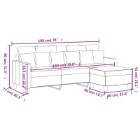 Produktbild för 3-sitssoffa med fotpall Mörkgrå 180 cm tyg