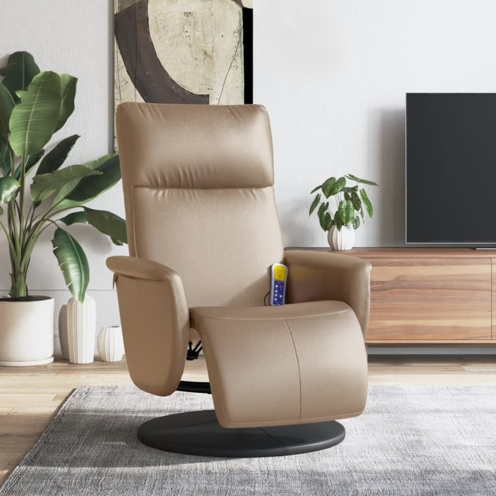Produktbild för Massagefåtölj med fotstöd cappuccino konstläder