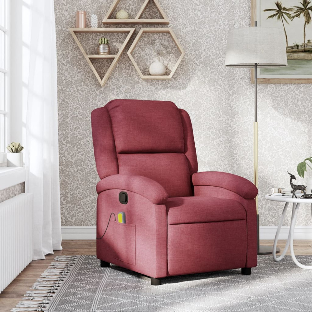 Produktbild för Massagefåtölj vinröd tyg