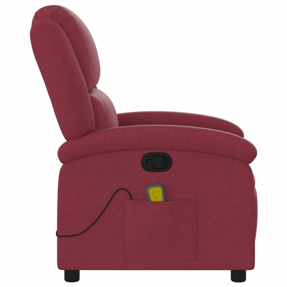 Produktbild för Massagefåtölj vinröd tyg