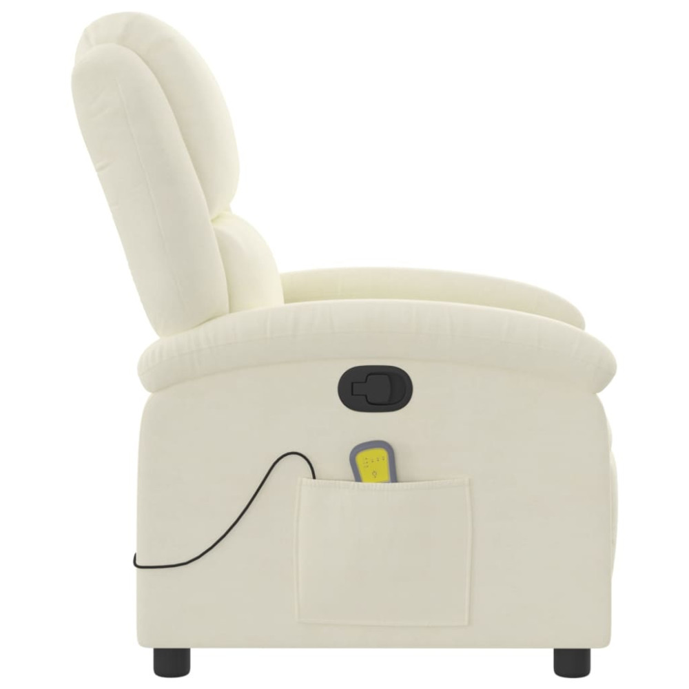 Produktbild för Massagefåtölj gräddvit sammet