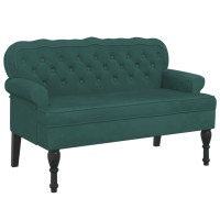 Produktbild för Bänk med ryggstöd mörkgrön 119,5x64,5x75 cm sammet