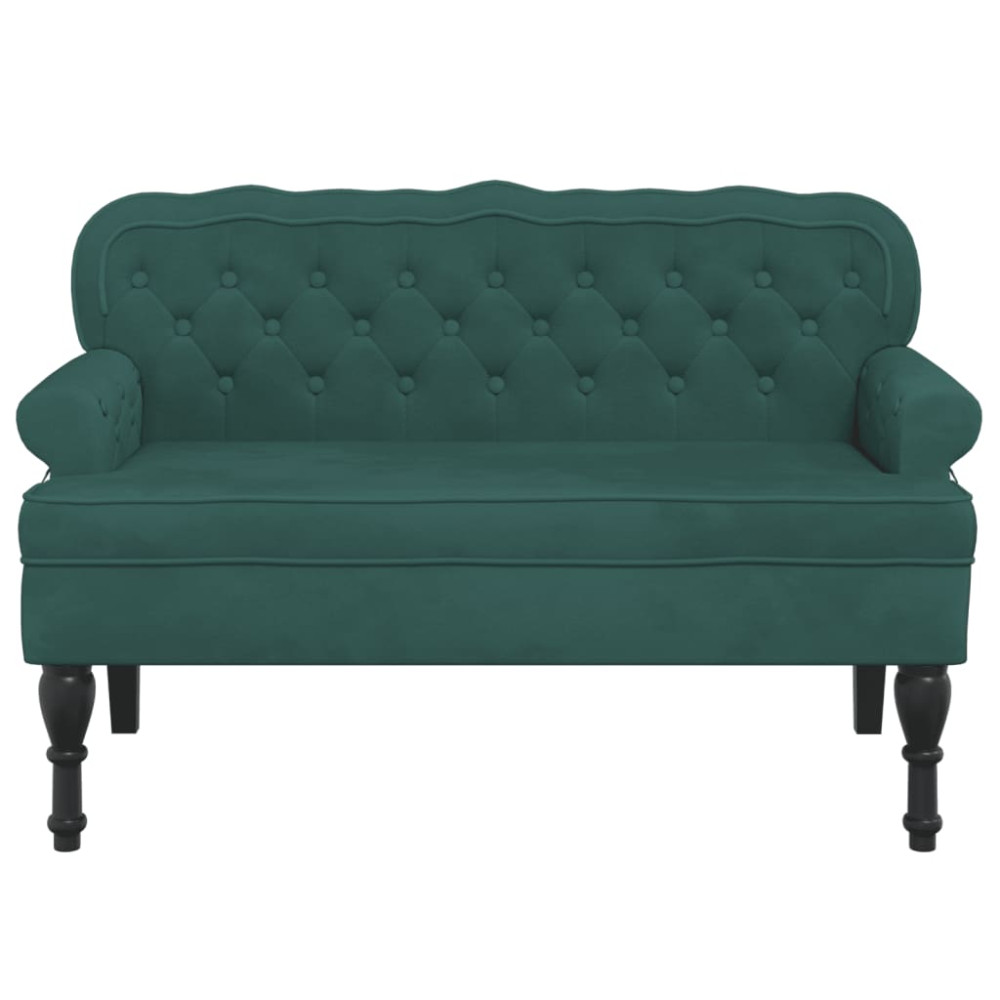 Produktbild för Bänk med ryggstöd mörkgrön 119,5x64,5x75 cm sammet