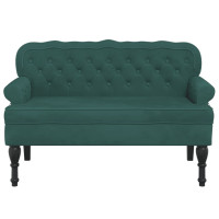 Produktbild för Bänk med ryggstöd mörkgrön 119,5x64,5x75 cm sammet