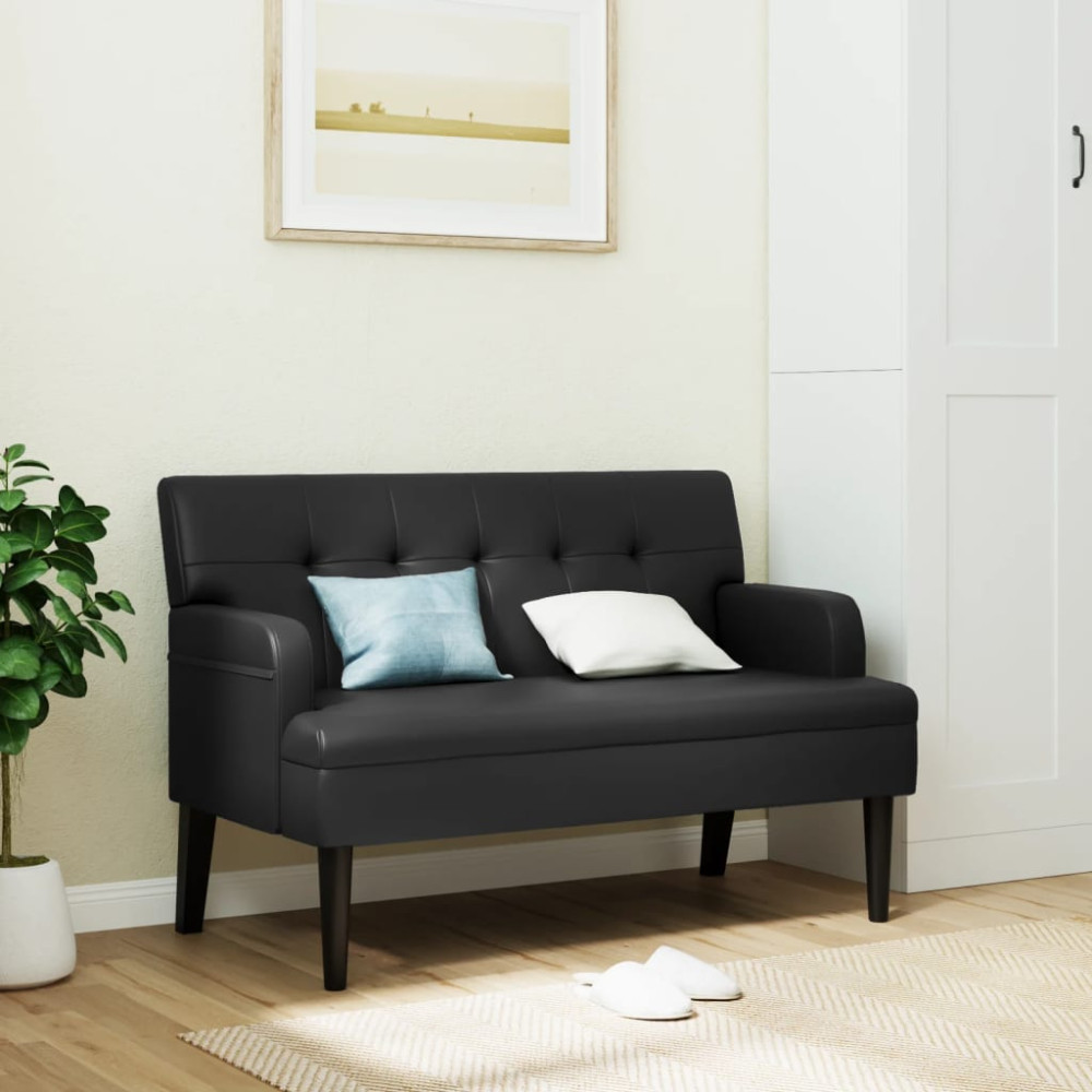 Produktbild för Bänk med ryggstöd svart 112x65,5x75 cm konstläder