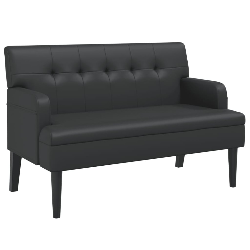 Produktbild för Bänk med ryggstöd svart 112x65,5x75 cm konstläder
