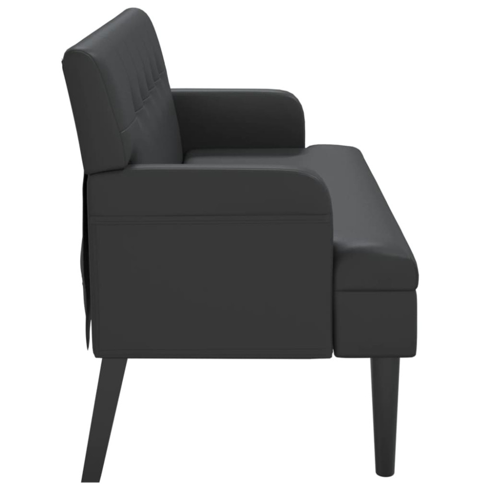 Produktbild för Bänk med ryggstöd svart 112x65,5x75 cm konstläder