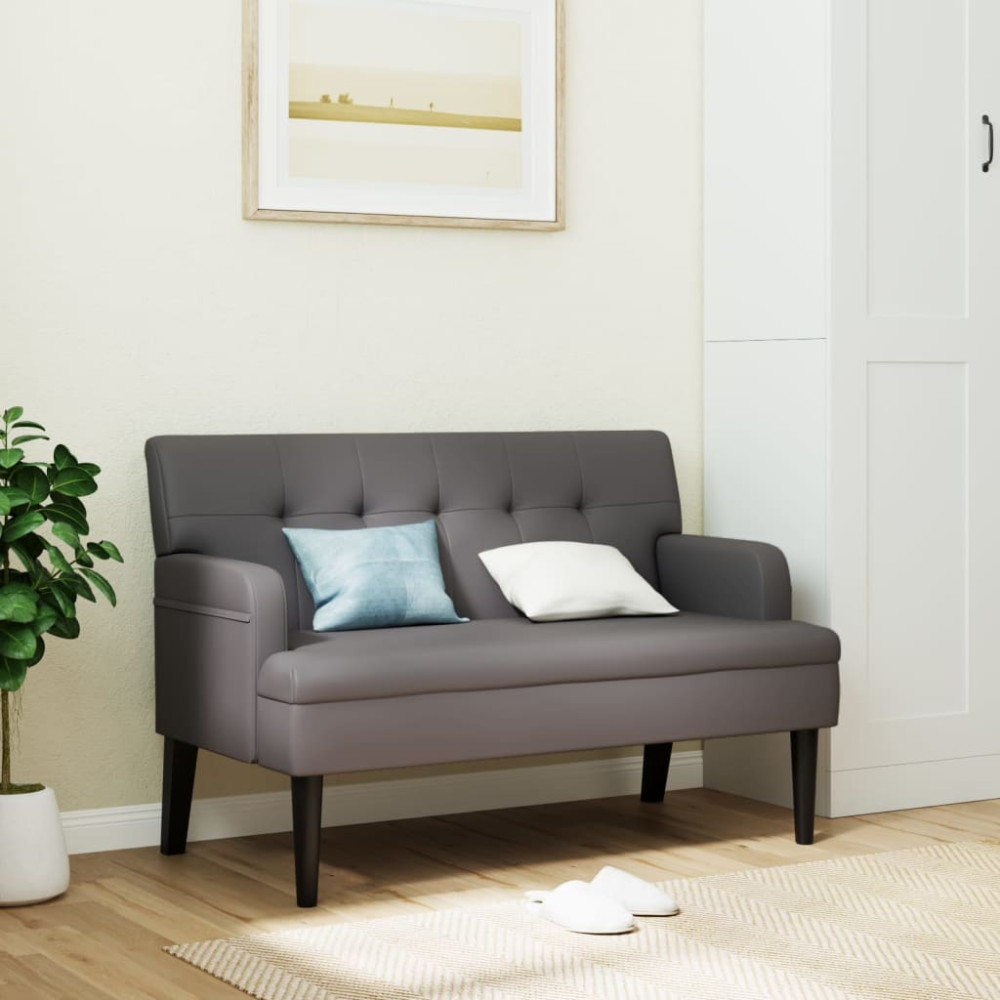 Produktbild för Bänk med ryggstöd grå 112x65,5x75 cm konstläder