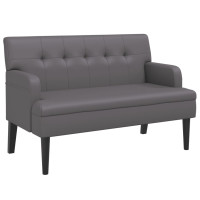 Produktbild för Bänk med ryggstöd grå 112x65,5x75 cm konstläder