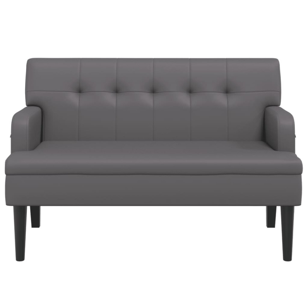 Produktbild för Bänk med ryggstöd grå 112x65,5x75 cm konstläder