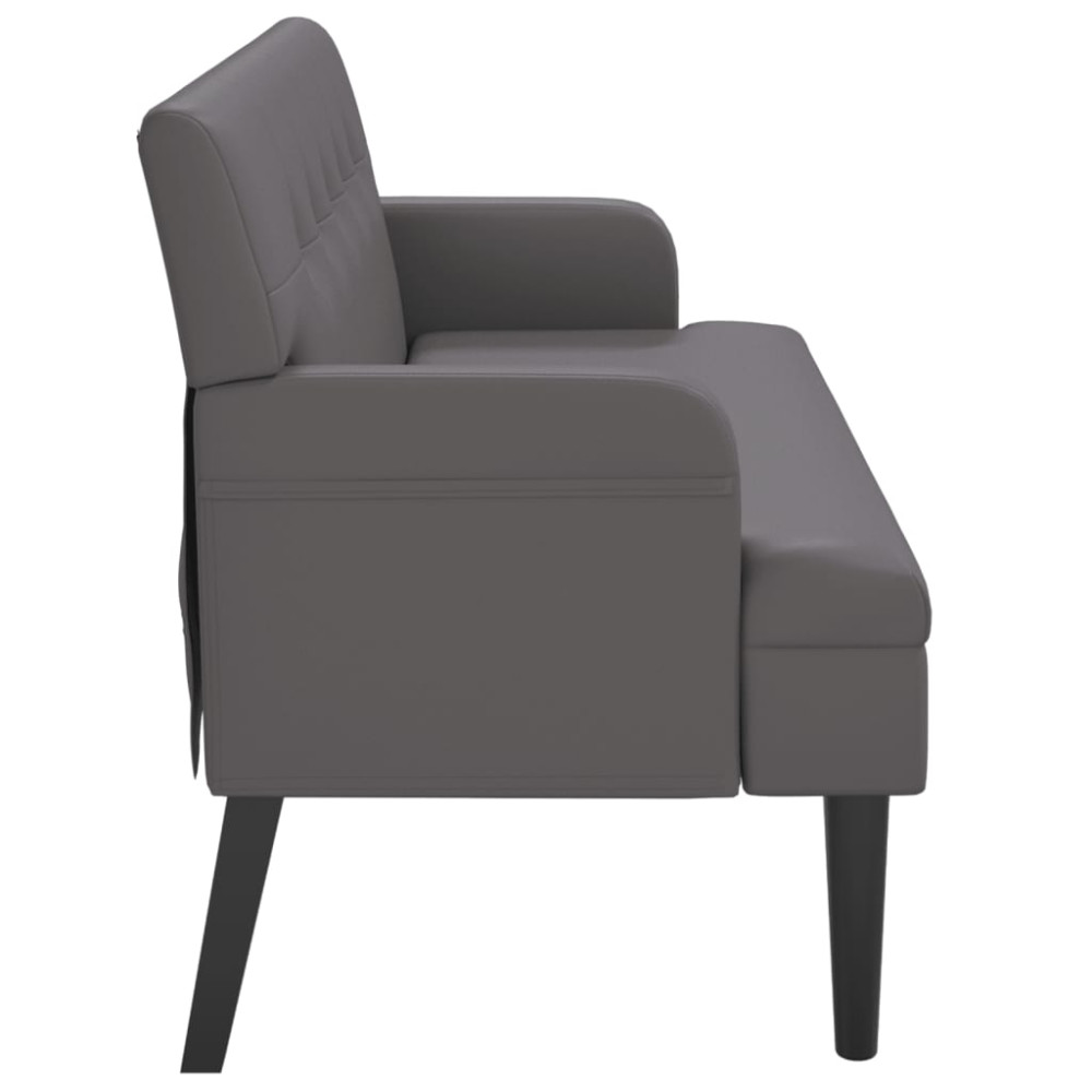 Produktbild för Bänk med ryggstöd grå 112x65,5x75 cm konstläder