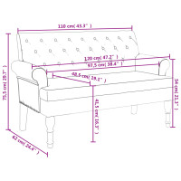 Produktbild för Bänk med ryggstöd ljusgrå 120x62x75,5 cm blå