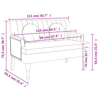 Produktbild för Bänk med kuddar ljusgrå 113x64,5x75,5 cm tyg