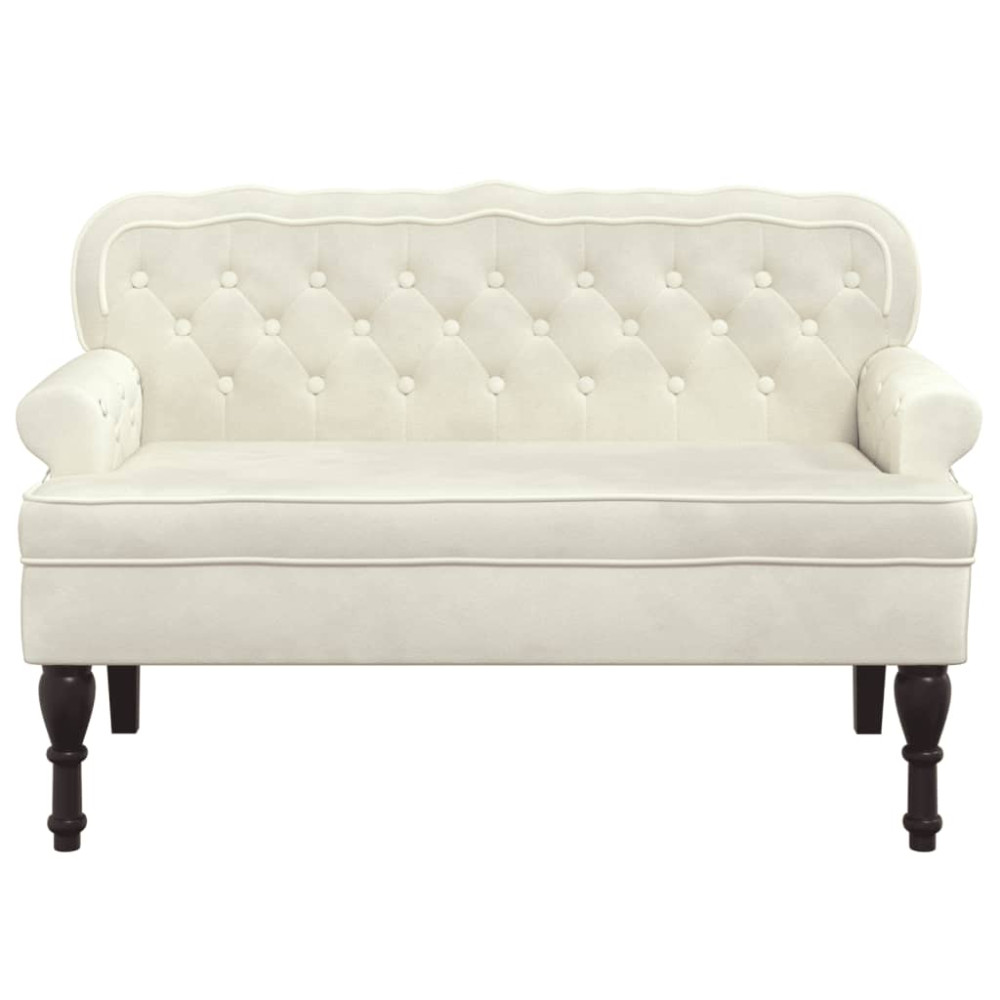 Produktbild för Bänk med ryggstöd gräddvit 119,5x64,5x75 cm sammet