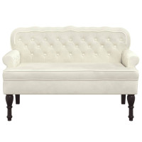 Produktbild för Bänk med ryggstöd gräddvit 119,5x64,5x75 cm sammet