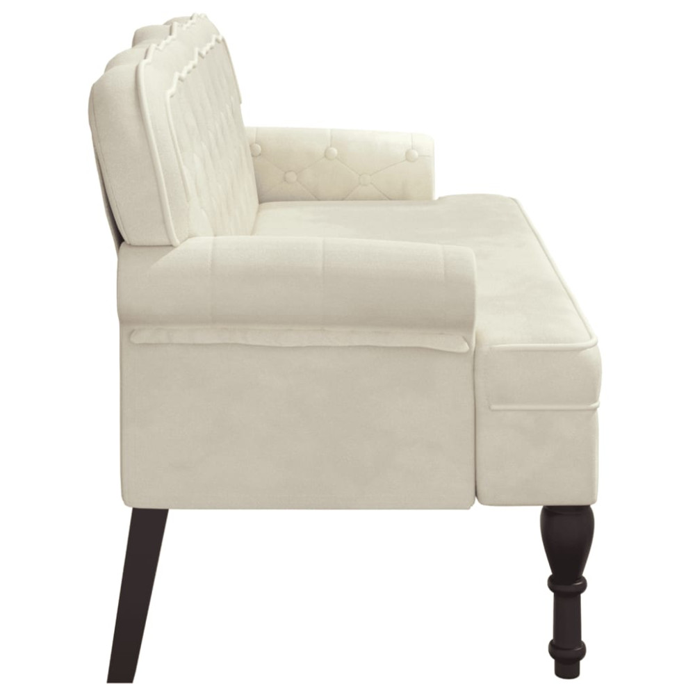 Produktbild för Bänk med ryggstöd gräddvit 119,5x64,5x75 cm sammet