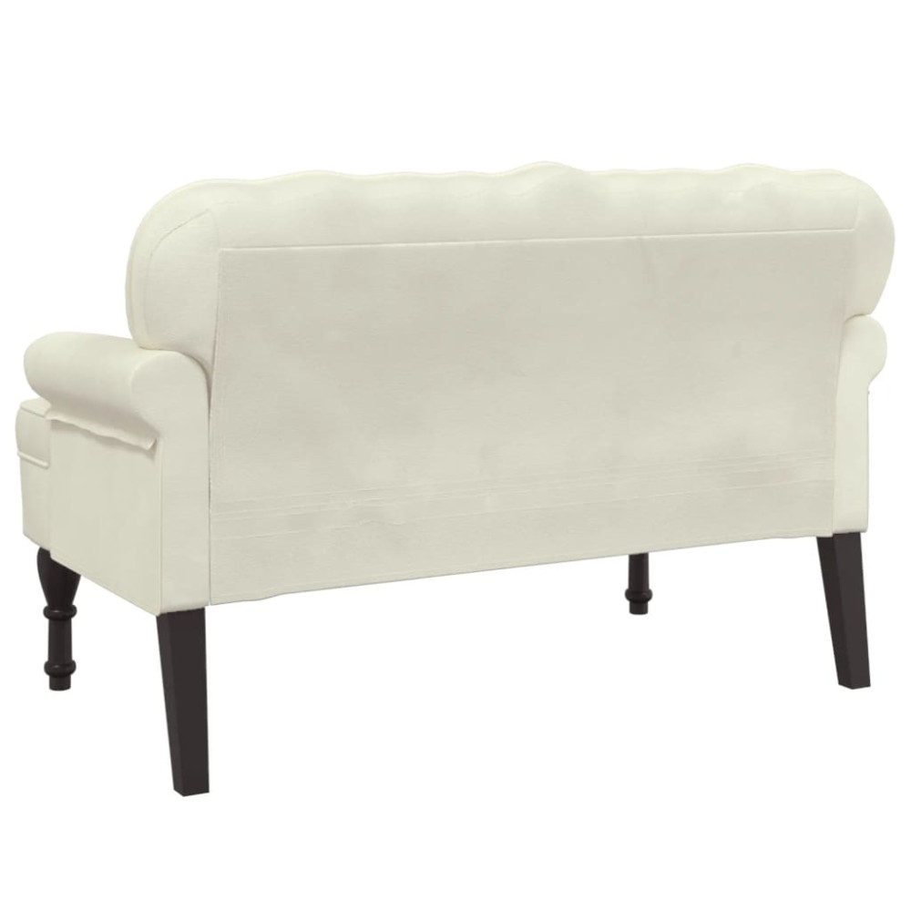 Produktbild för Bänk med ryggstöd gräddvit 119,5x64,5x75 cm sammet