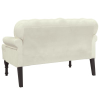 Produktbild för Bänk med ryggstöd gräddvit 119,5x64,5x75 cm sammet