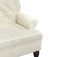 Produktbild för Bänk med ryggstöd gräddvit 119,5x64,5x75 cm sammet