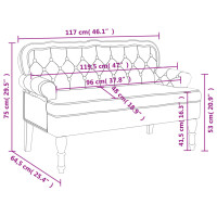 Produktbild för Bänk med ryggstöd svart 119,5x64,5x75 cm sammet