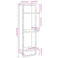 Produktbild för Vägghylla 3 hyllor brun ek 30x25x100 cm konstruerat trä