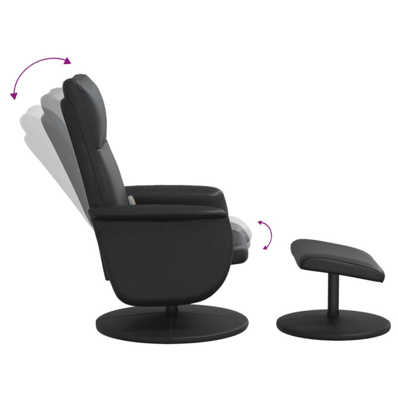 Produktbild för Massagefåtölj med fotpall svart konstläder