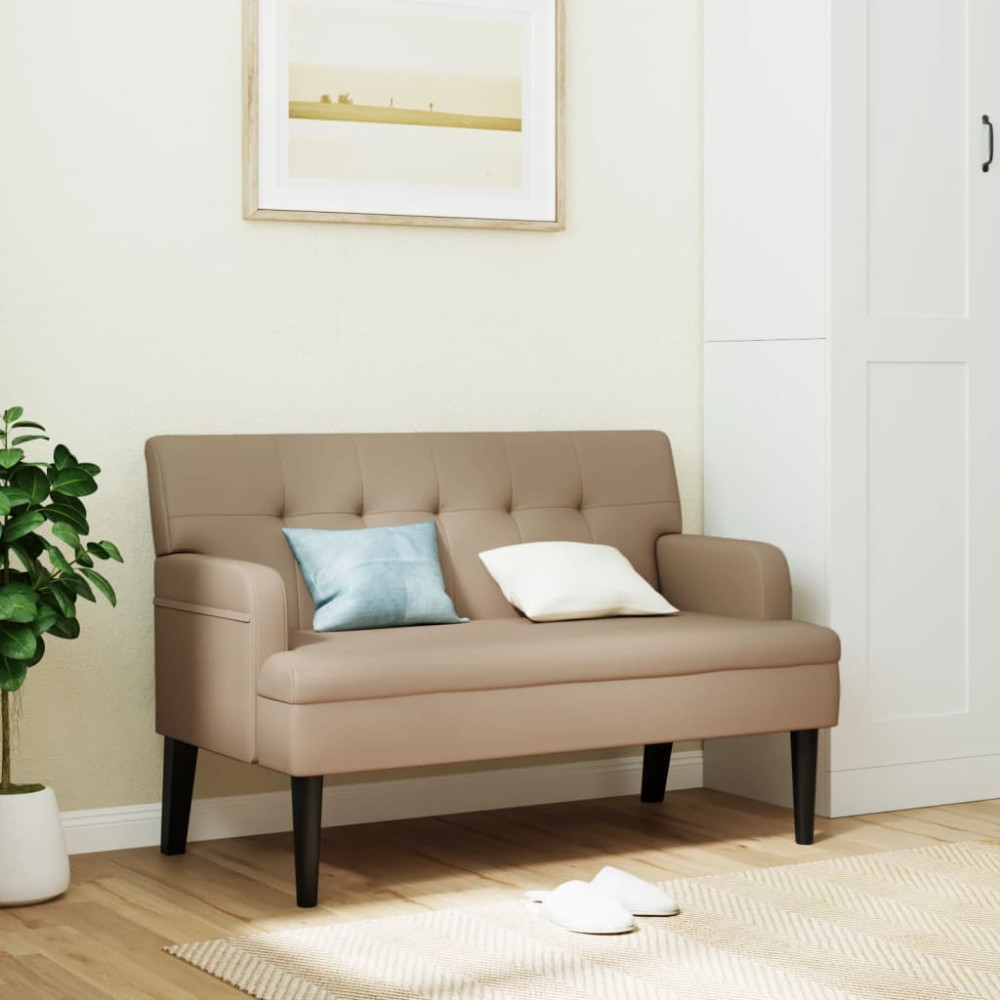 Produktbild för Bänk med ryggstöd cappuccino 112x65,5x75 cm konstläder