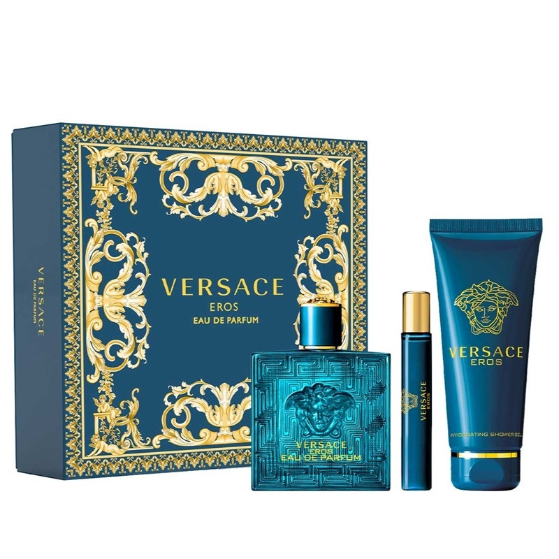 Produktbild för Giftset Versace Eros Edp 100ml + Edp 10ml + SG 150ml