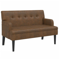 Produktbild för Bänk med ryggstöd brun 112x65,5x75 cm konstmocka