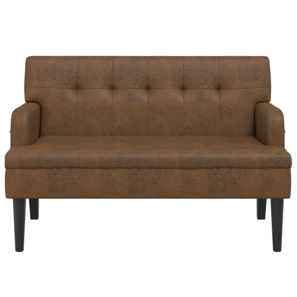 Produktbild för Bänk med ryggstöd brun 112x65,5x75 cm konstmocka