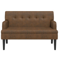 Produktbild för Bänk med ryggstöd brun 112x65,5x75 cm konstmocka