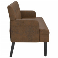 Produktbild för Bänk med ryggstöd brun 112x65,5x75 cm konstmocka