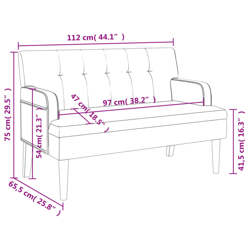 Produktbild för Bänk med ryggstöd brun 112x65,5x75 cm konstmocka
