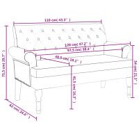 Produktbild för Bänk med ryggstöd ljusgrå 120x62x75,5 cm svart