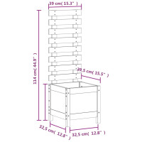 Produktbild för Odlingslåda med spaljé vit 39x39,5x114 cm massiv furu