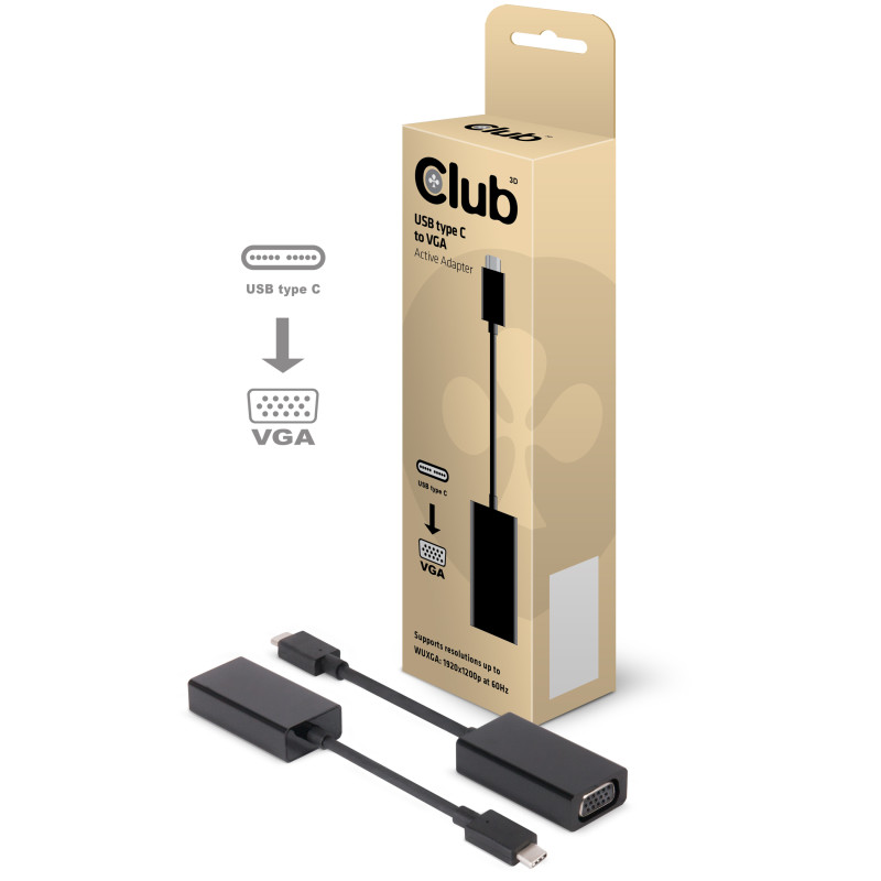 Produktbild för CLUB3D USB 3.1 Type C to VGA Active Adapter