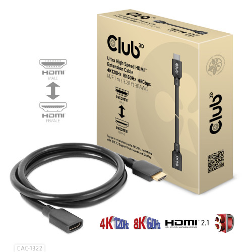 Club 3D CLUB3D CAC-1322 HDMI-kabel 1 m HDMI Typ A (standard) Svart