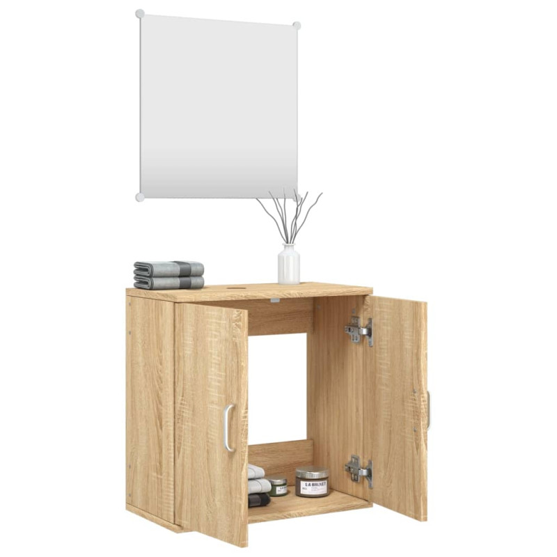 Produktbild för Badrumsmöbler set 2 delar ek konstruerat trä