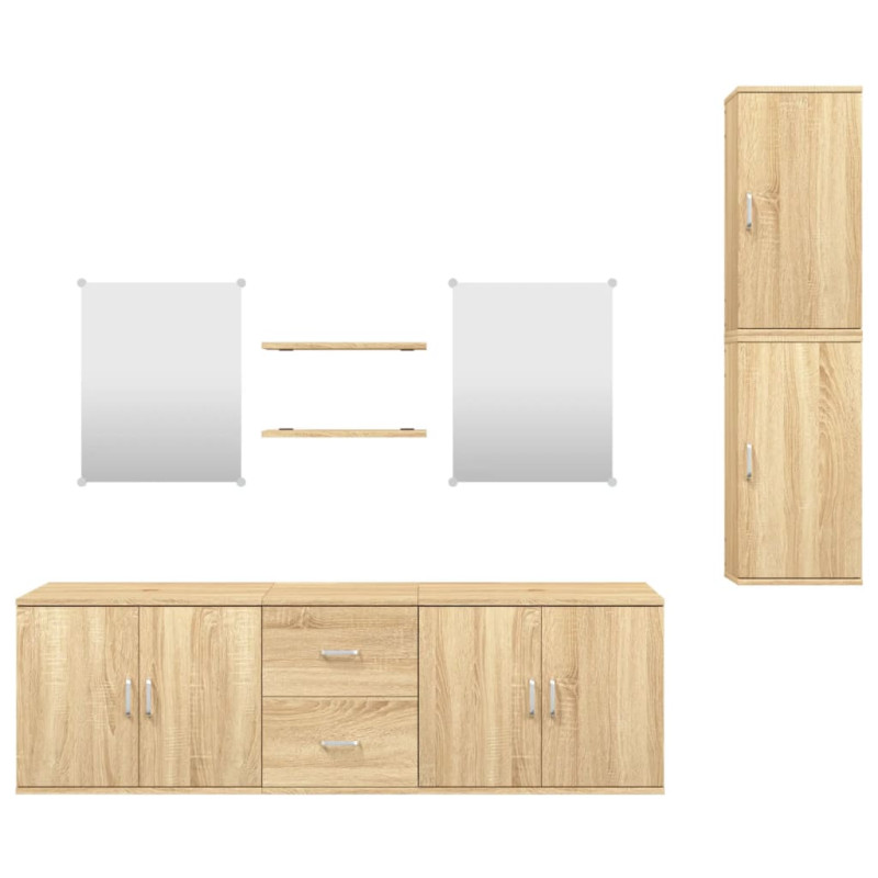 Produktbild för Badrumsmöbler set 7 delar ek konstruerat trä
