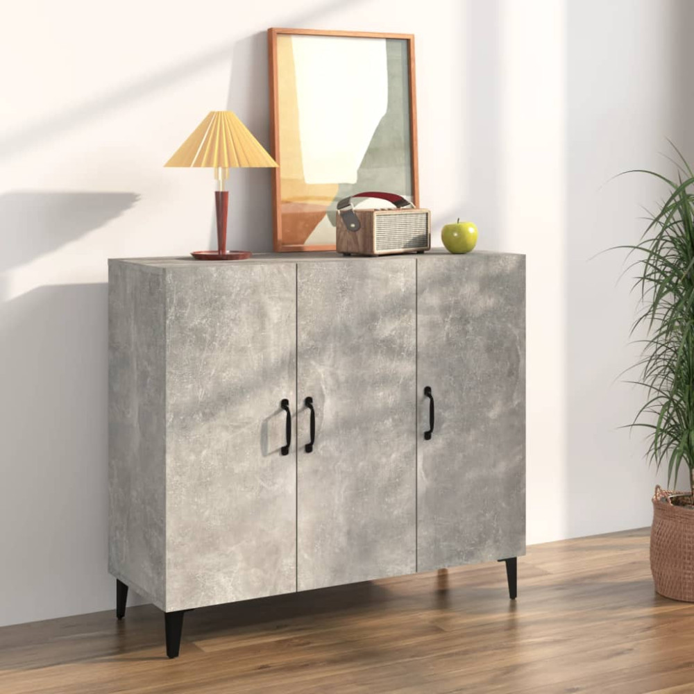 Produktbild för Byrå betonggrå 90x34x80 cm konstruerat trä