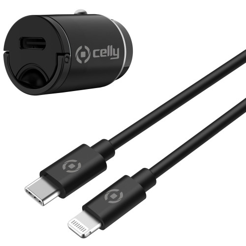 Celly Billaddare Mini USB-C PD 20W + USB-C till Lightning-kabel