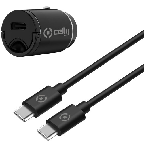 Celly Billaddare Mini USB-C PD 20W + USB-C till USB-C-kabel