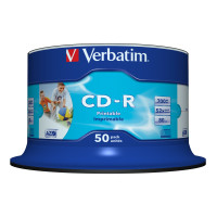 Miniatyr av produktbild för Verbatim CD-R AZO Wide Inkjet Printable no ID 700 MB 50 styck