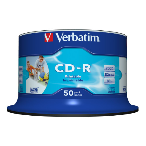 VERBATIM Verbatim CD-R AZO Wide Inkjet Printable no ID 700 MB 50 styck