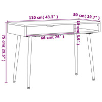 Produktbild för Datorbord med låda brun 110x50x75 cm konstruerat trä