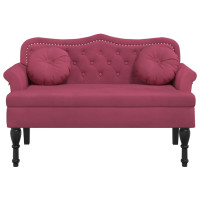 Produktbild för Bänk med kuddar vinröd 120,5x65x75 cm sammet