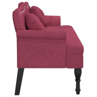 Produktbild för Bänk med kuddar vinröd 120,5x65x75 cm sammet
