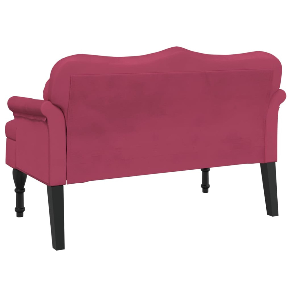 Produktbild för Bänk med kuddar vinröd 120,5x65x75 cm sammet