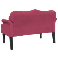 Produktbild för Bänk med kuddar vinröd 120,5x65x75 cm sammet