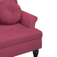 Produktbild för Bänk med kuddar vinröd 120,5x65x75 cm sammet
